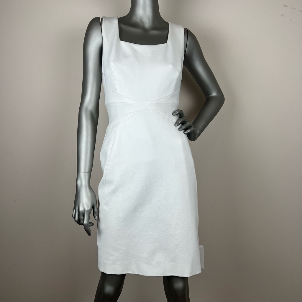 Classiques Entier Nordstrom Ivory Sheath Stretch Square Neck Sleeveless Dress 4